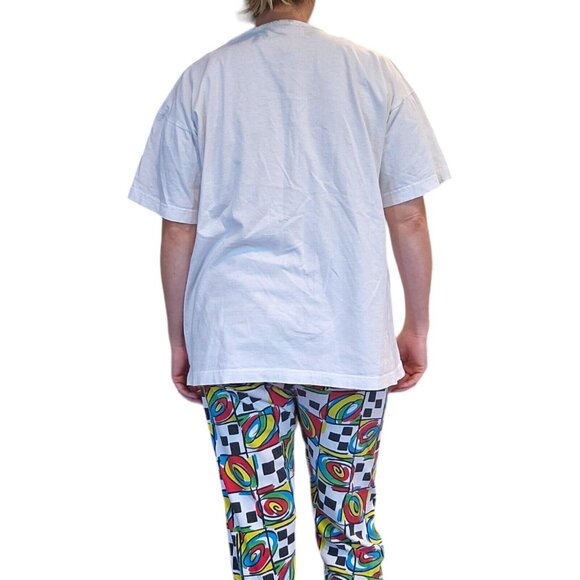 Vintage 80s 90s Streetwear Outfit Artwear Tunic Baggy Tshirt Checkered Set S/M/L - Picture 7 of 13